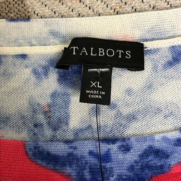 NWT Talbots Womens Sweater Floral Short Sleeve Scoop Neck Cotton Blend Size XL - Picture 5 of 11